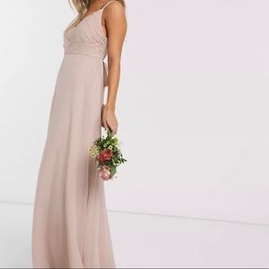 ASOS Bridesmaid cami maxi dress with ruched bodice and tie waist. Womens 14